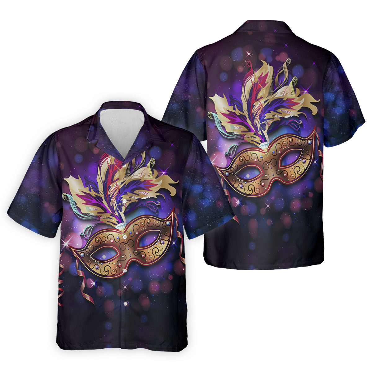 Mardi Gras Mask Feather Ribbon Purple Golf Shirt, Polo ShirtFor Men, Golf Shirts For Men