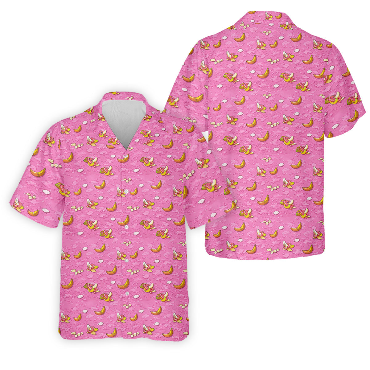 Banana And Donut Dirty Humor Pink Golf Shirt, Fun Golf Shirts For Men, Valentines Golf Gift, Golf Shirts For Men