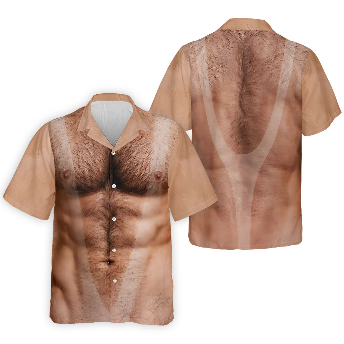 Funny Hairy Man Body Illusion Design Hawaiian Golf Shirt, Golf Shirts For Men, Polo Shirts For Men
