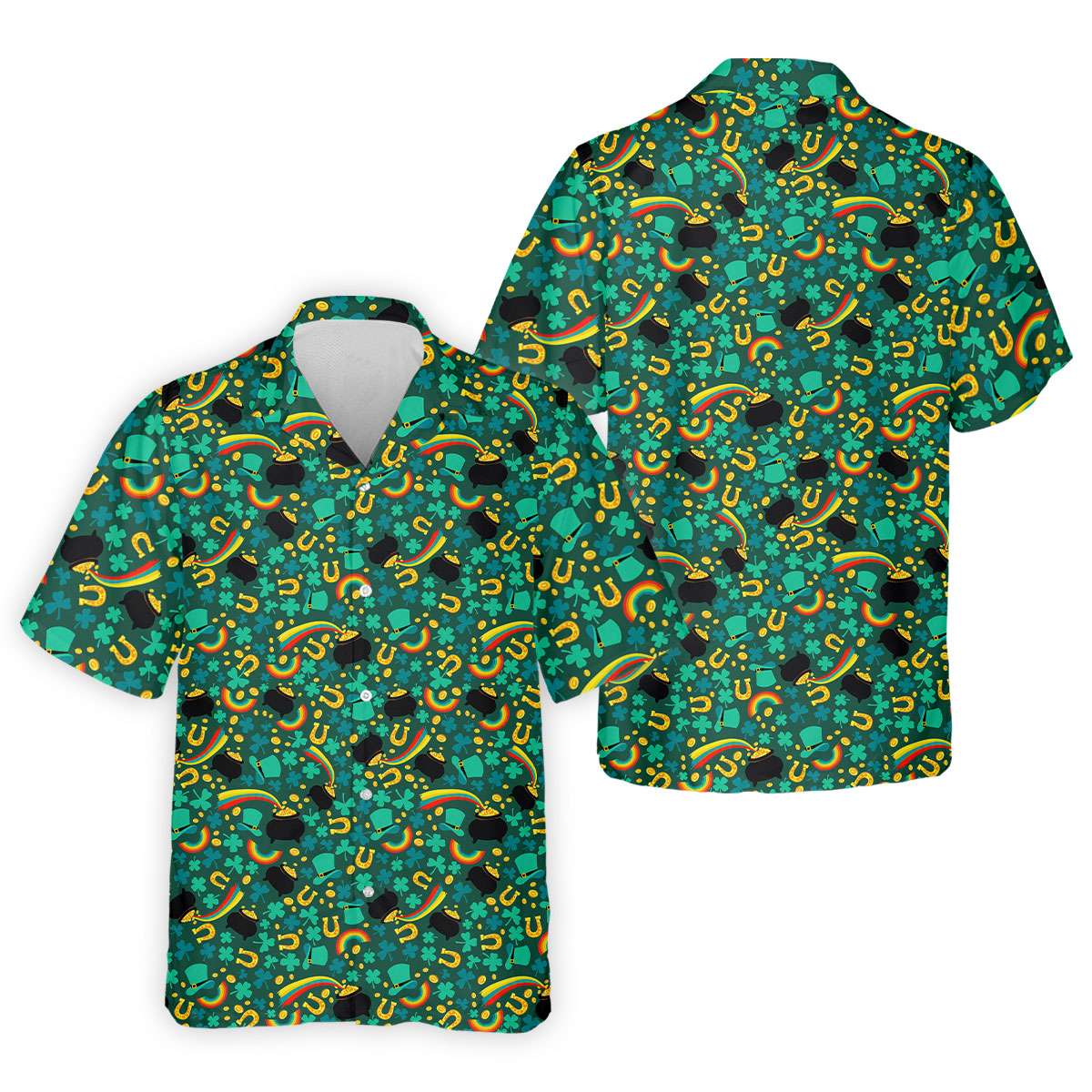 Shamrock Beer Lucky Four Leaf Clover St Patrick's Day Pot Of Gold Polo ShirtFor Men, Golf Gift For Men