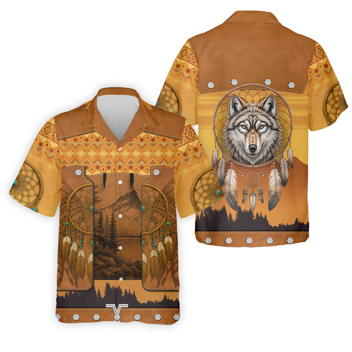 Golden Horizon Tribal Theme Golf Tops For Men, Native American Ancestry Polo ShirtFor Men, Indigenous Peoples Month
