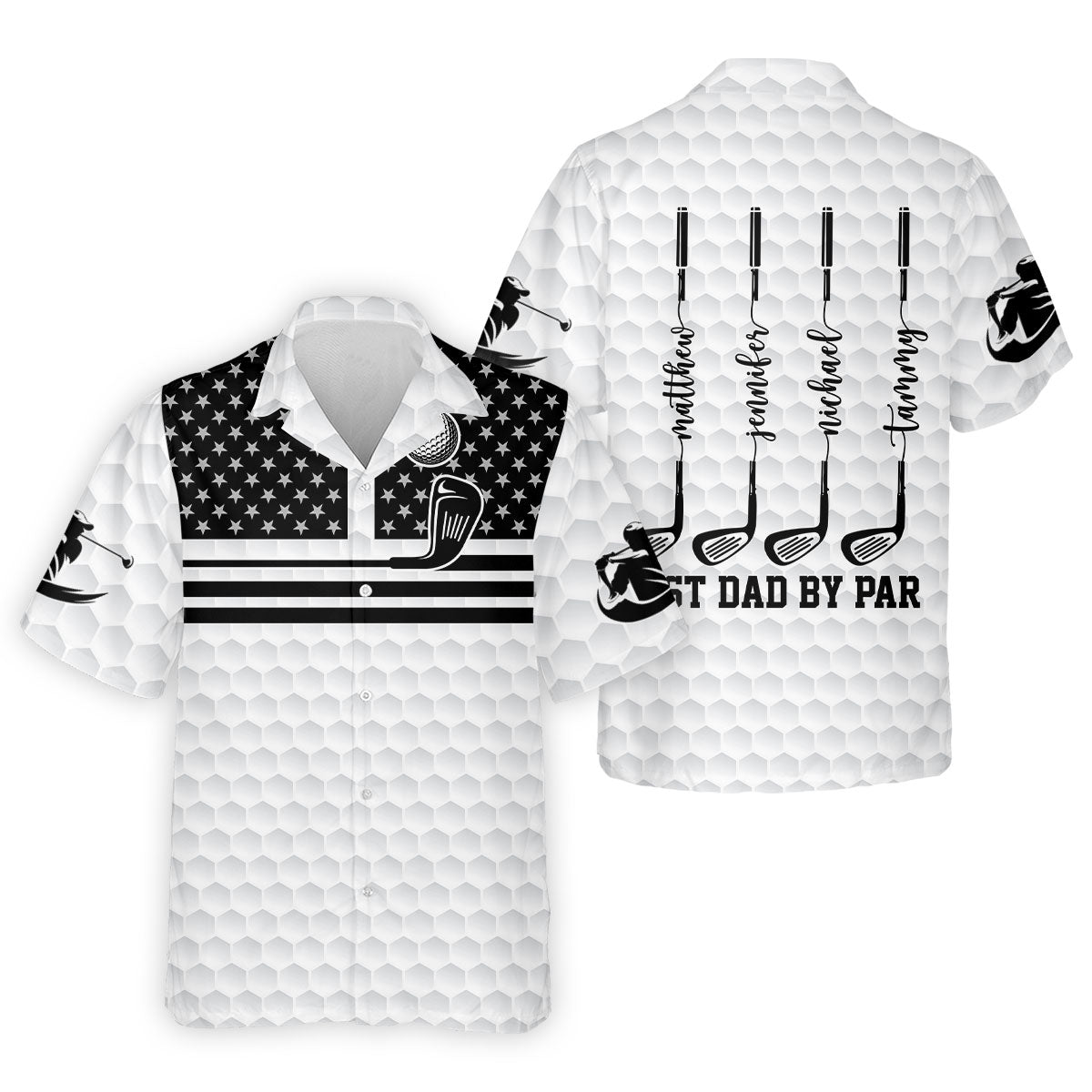 Best Dad By Par US Flag Pattern Dad Golf Shirt, Father's Day Golf Gift, Polo Shirtor Men