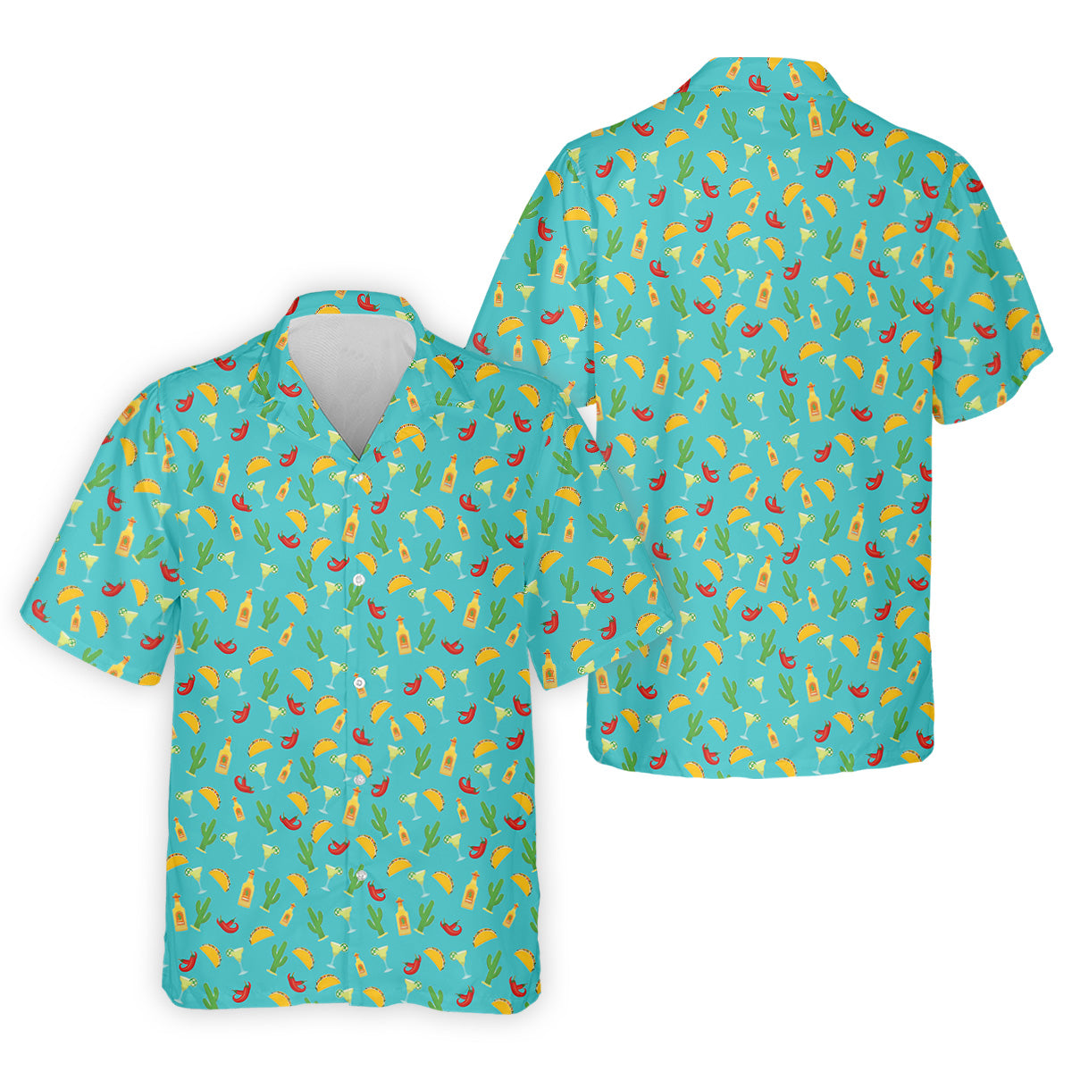Tropical Vibe Hawaiian Pattern Turquoise Golf Shirt, Golf Tops For Men, Golf Gift For Men