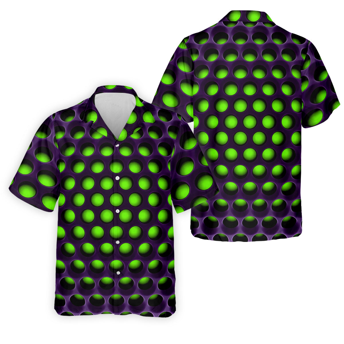 3D Effect Circular Pattern Green Golf Shirt, Cool Golf Outfit, Men's Funny Golf Shirts, Polo ShirtFor Men