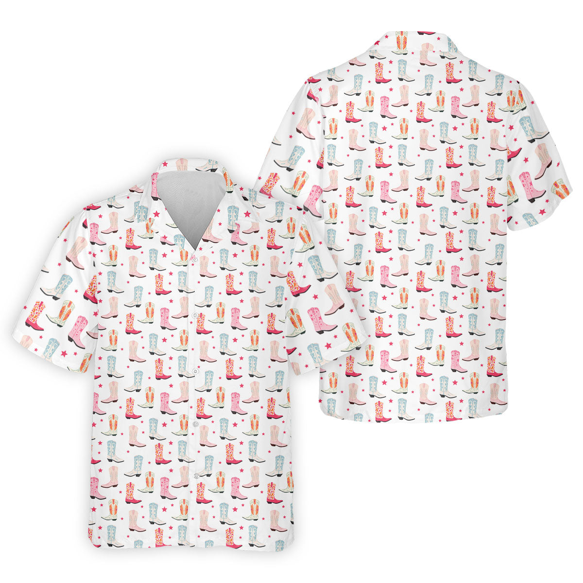 Western Boot Pattern Pastel Shades Retro Golf Shirt, Polo Shirtor Men, Golf Shirts For Men