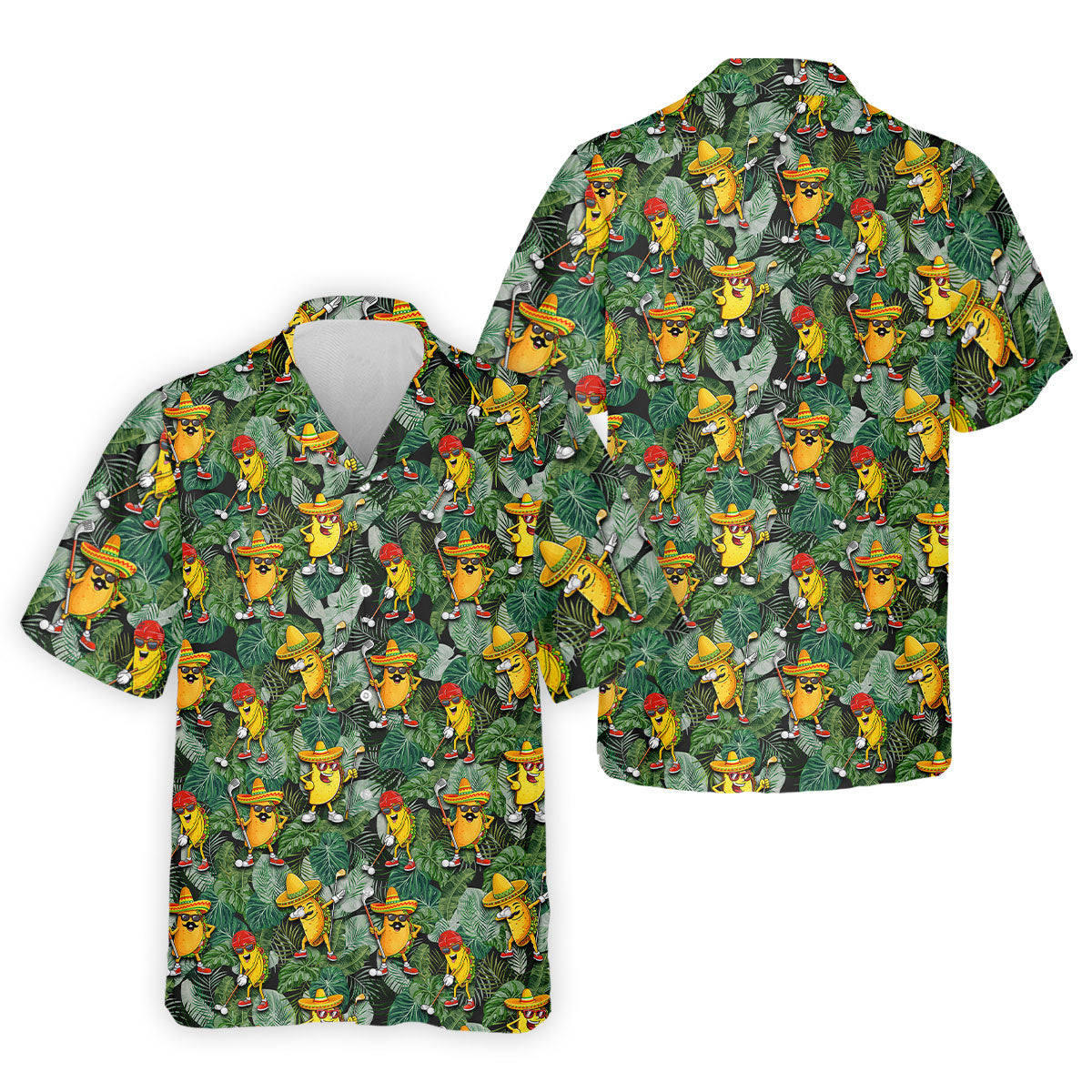 Funny Taco Golf Pose Tropical Men's Polo ShirtCinco De Mayo Fiesta Golf Shirt, Golf Shirts For Men