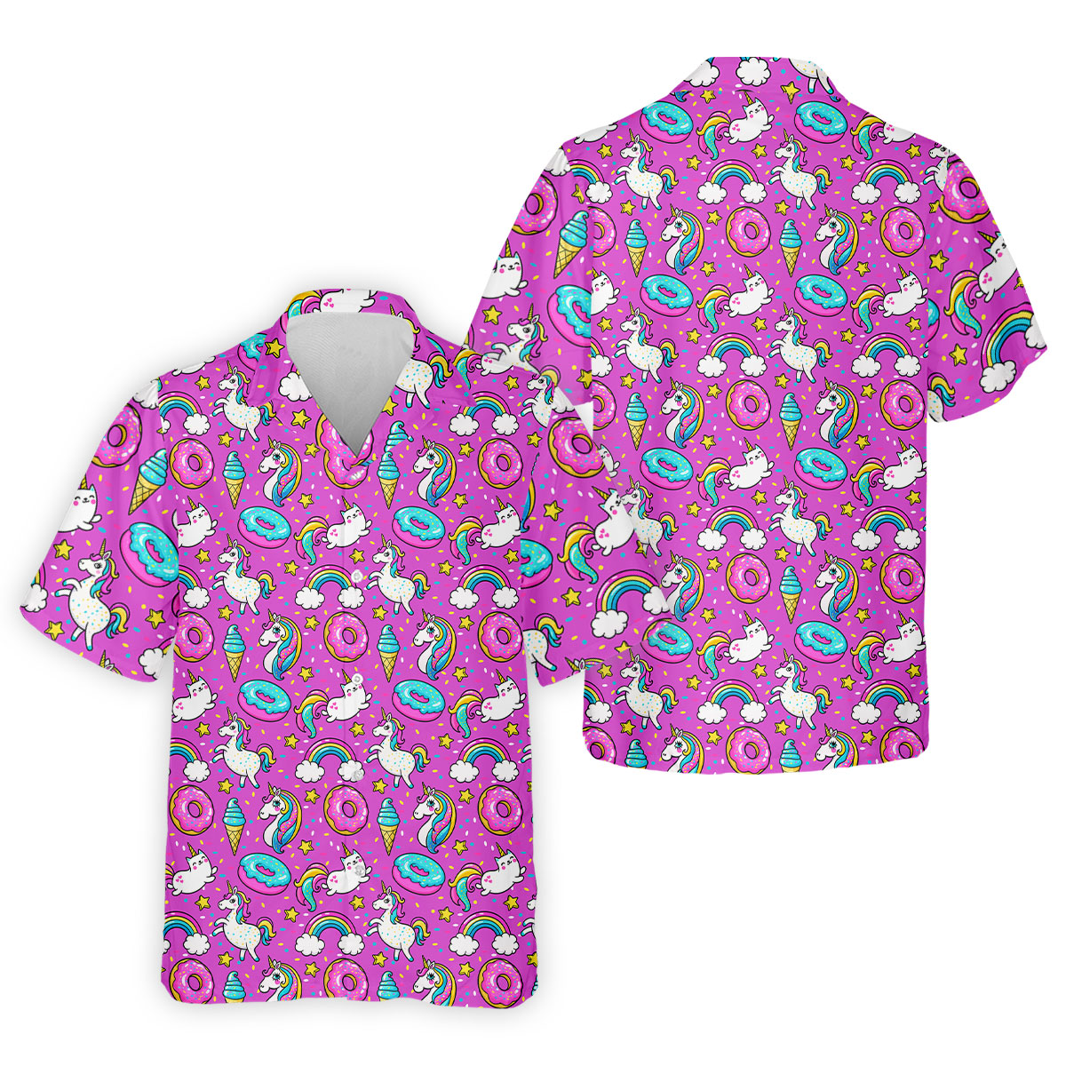 Funny Pink Donut Unicorn Mens Golf Shirts, Polo ShirtFor Men, Cute Golf Outfit, Golfing Apparel