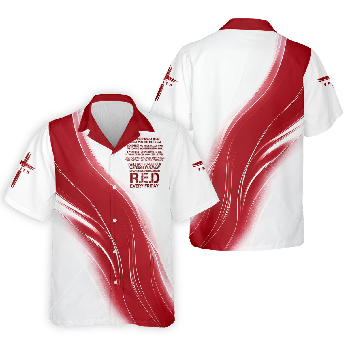 Red Friday Faith Cross Red White Gradient Patriotic Golf Shirt, 250 Years Polo Shirtor Men