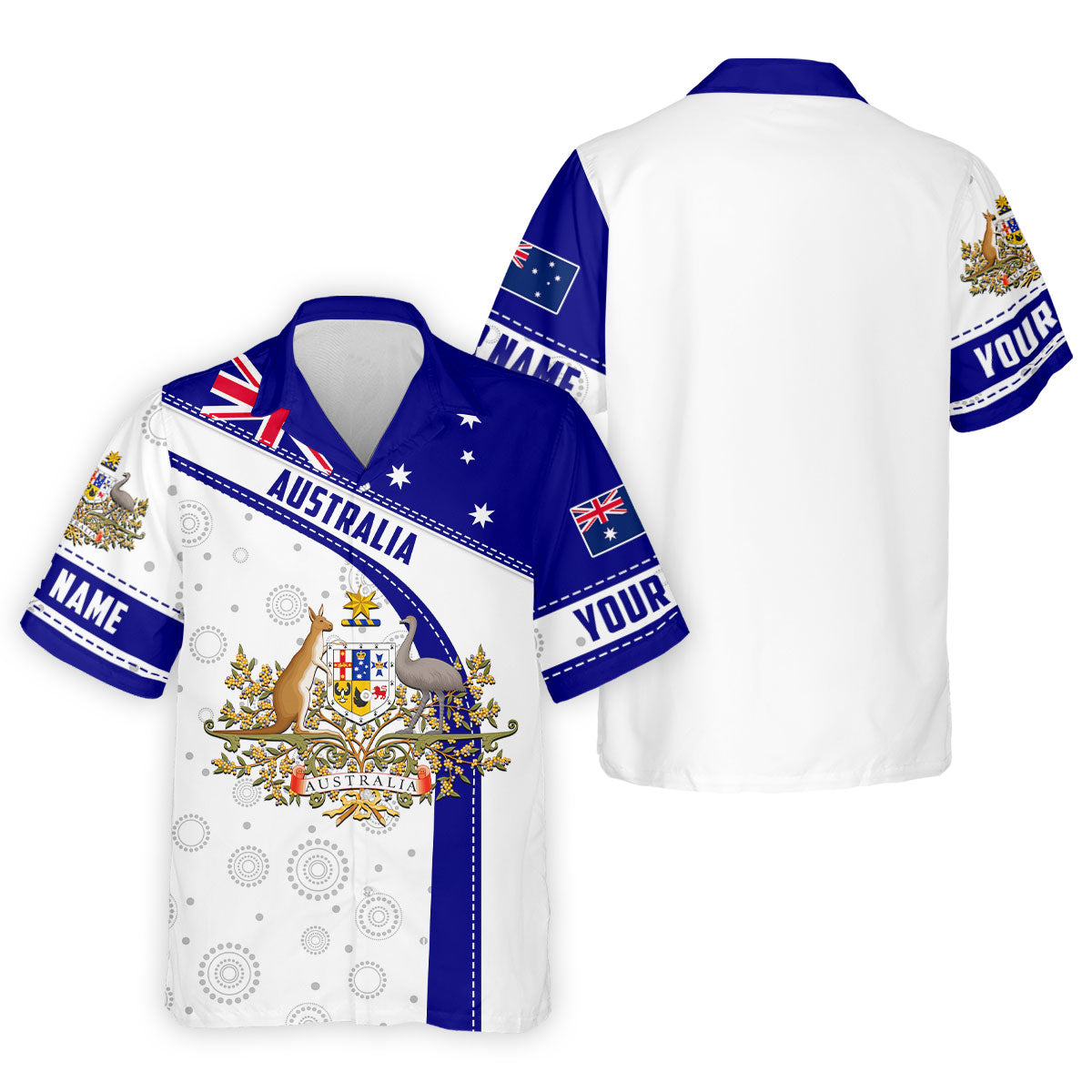 Australian Coat Of Arms Golf Tops For Men, Australia Flag Print Polo Shirt Men