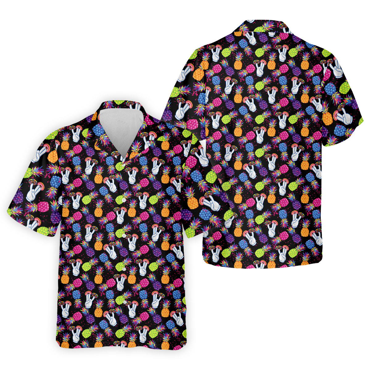 Hawaiian Pineapples Donut Finger Fun Golf Shirts For Men, Adult Humor Golf Polo, Funny Golf Shirts