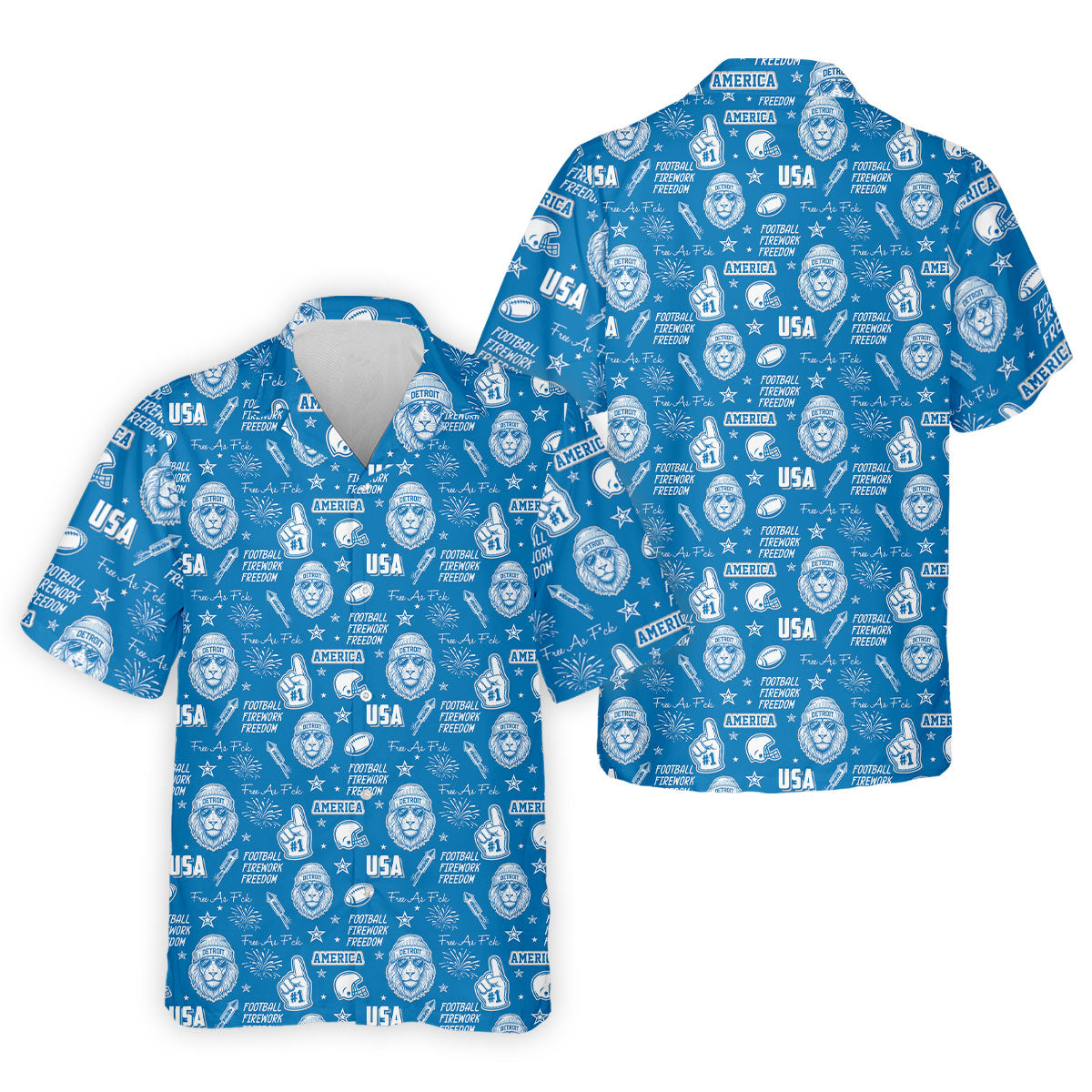 Cool Lion Football Freedom Blue Polo ShirtAmerican Football League Gift Ideas For Football Fans