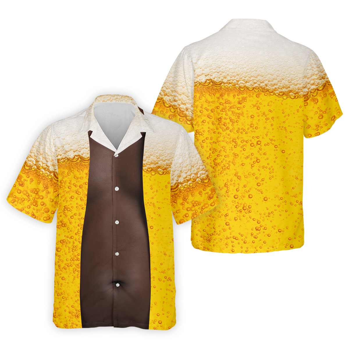 Beer Pint Illusion Pattern Hawaiian Golf Shirt, Golf Shirts For Men, Polo Shirts For Men