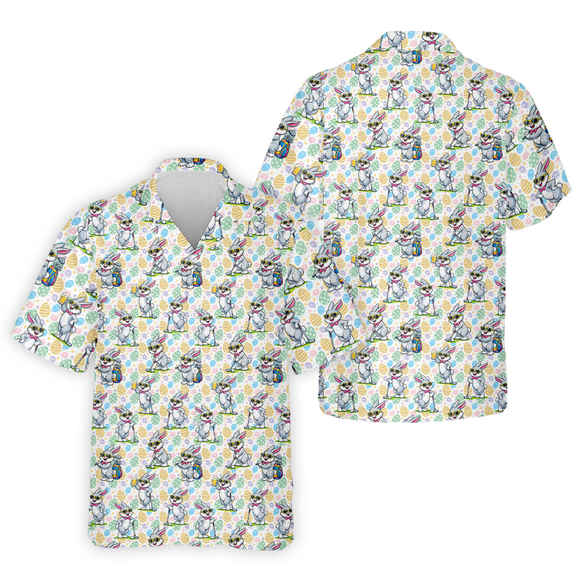 Funny Easter Bunny Golf And Beer Golf Shirts For Men, Men's Funny Golf Shirts, Polo ShirtFor Men