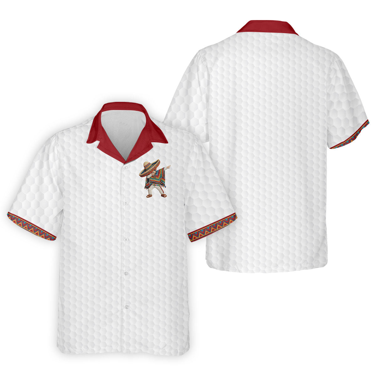 Cinco De Mayo Celebration Golf Ball Pattern White Golf Shirt, Polo Shirtor Men