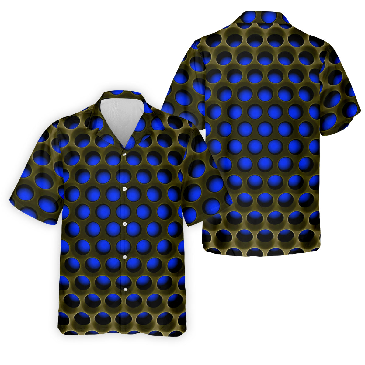 3D Effect Circular Pattern Navy Golf Shirt, Cool Golf Outfit, Men's Funny Golf Shirts, Polo ShirtFor Men