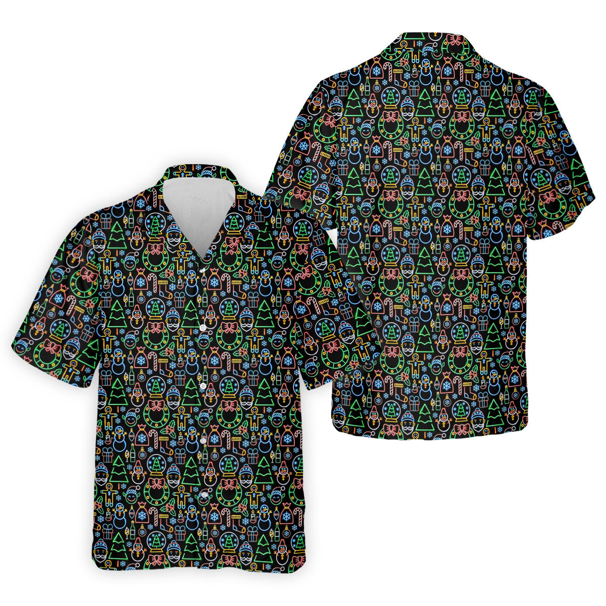 Neon Christmas Retro Style Men's Golf Polo Shirt Christmas Golf Shirt, Polo ShirtFor Men