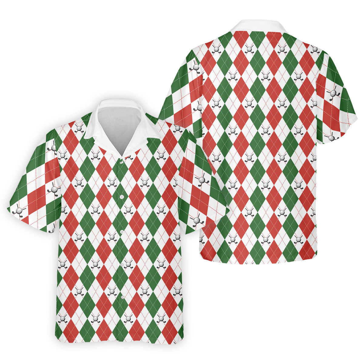 Christmas Plaid Argyle Pattern Golf Polo ShirtChristmas Golf Gift, Polo ShirtFor Men, Golfing Apparel