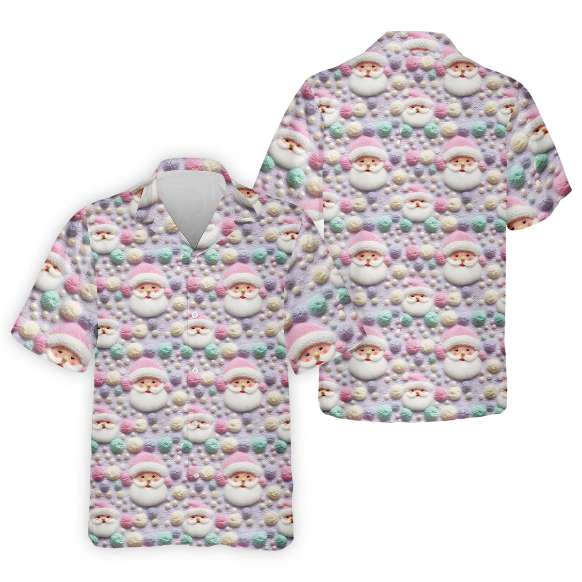 Knit Santa Pastel Pattern Golf Tops For Men, Christmas Golf Shirt, Cute Golf Outfit, Golf Shirts For Men