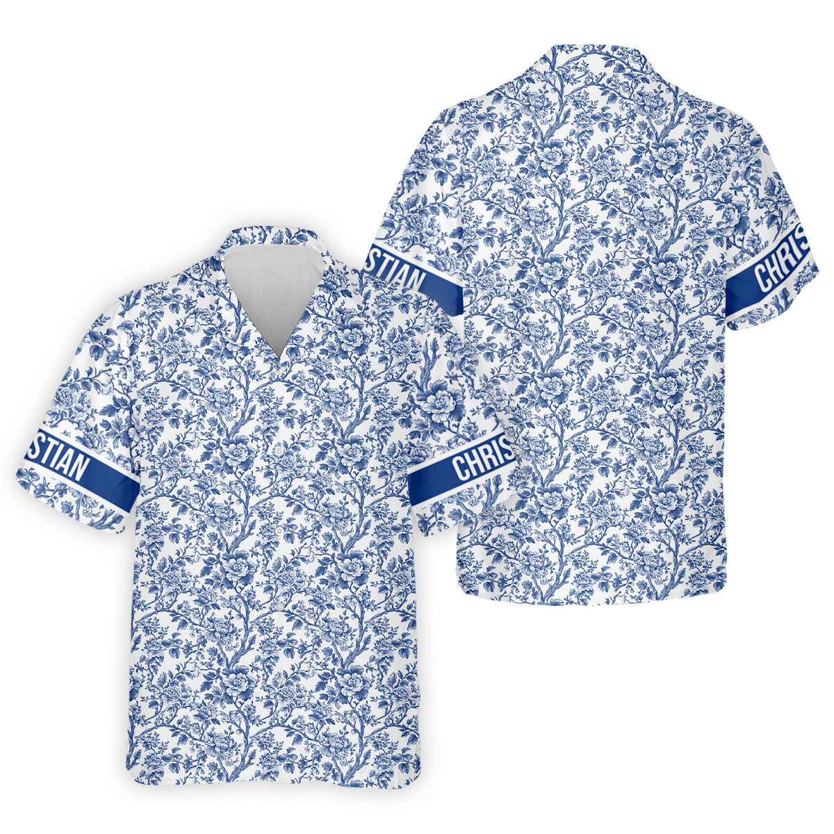 Toile De Jouy Blue Golf Shirt, Golf Tops For Men, Polo ShirtFor Men, Golf Gift For Men, Golf Shirts For Men
