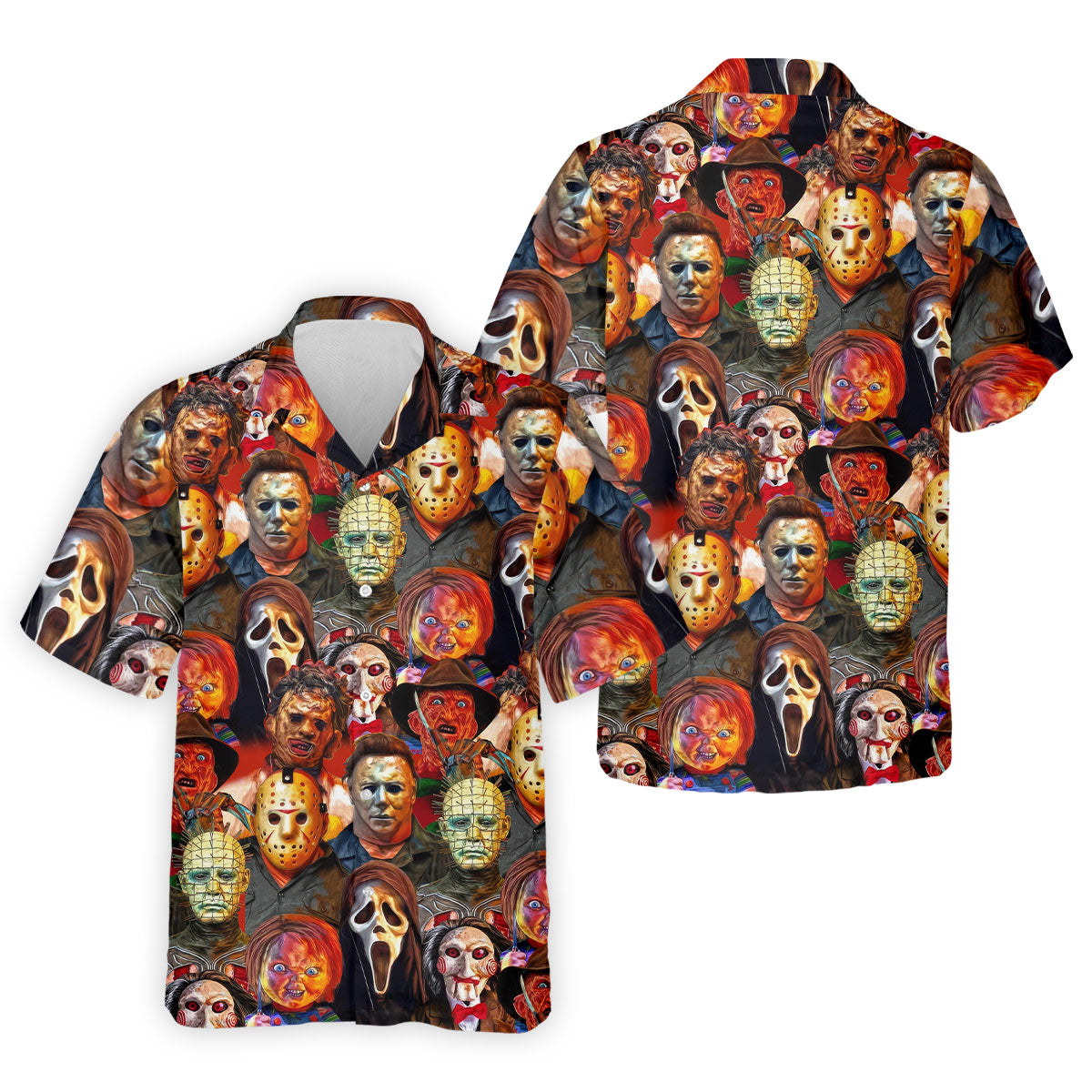 Horror Movie Characters Golf Tops For Men, Halloween Golf Shirt, Unique Gift For Golfer, Polo ShirtFor Men
