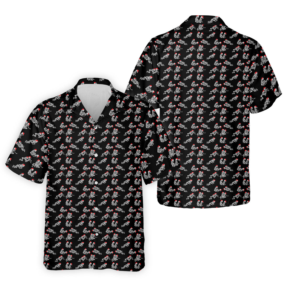 Skeleton Santa Hat Funny Golf Shirt, Fun Golf Shirts For Men, Christmas Golf Shirt, Golf Shirts For Men