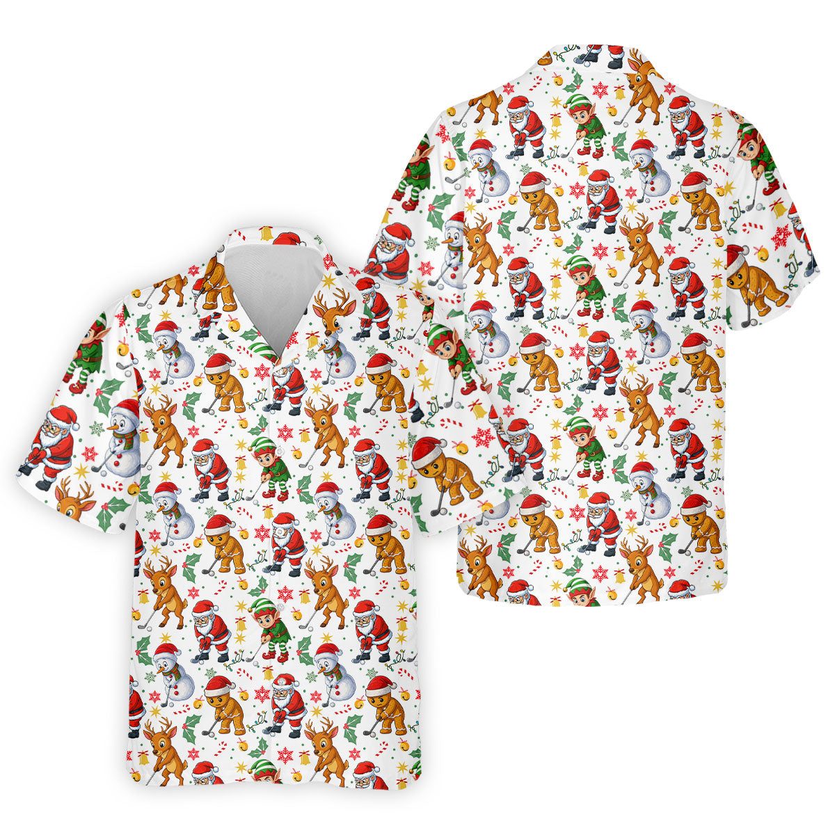 Funny Christmas Characters Golf Tops For Men, Cute Golf Outfit, Fun Golf Shirts For Men, Christmas Golf Shirt