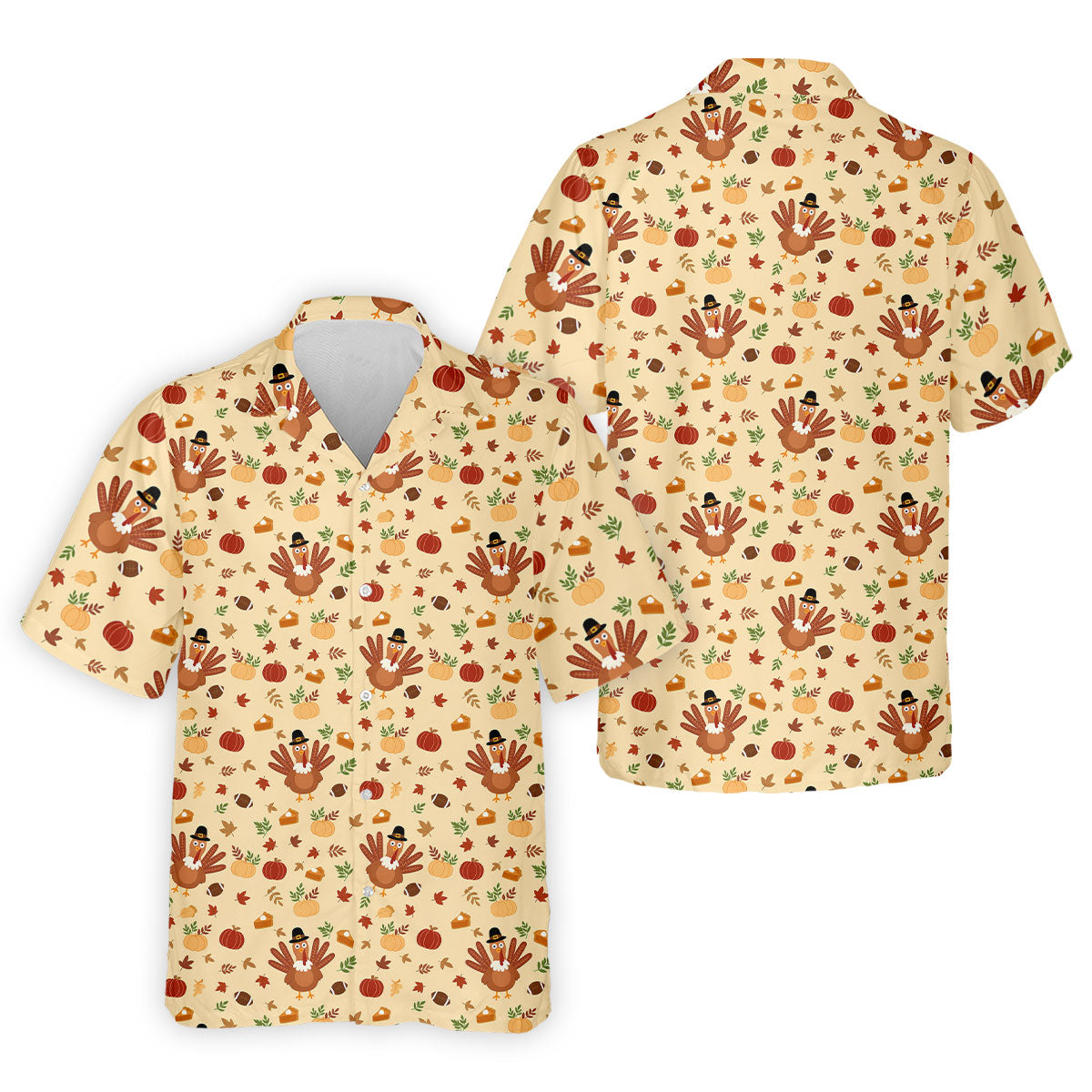 Turkey Pumpkin Thanksgiving Golf Tops For Men, Yellow Golf Shirt, Fun Golf Shirts For Men, Polo For Men