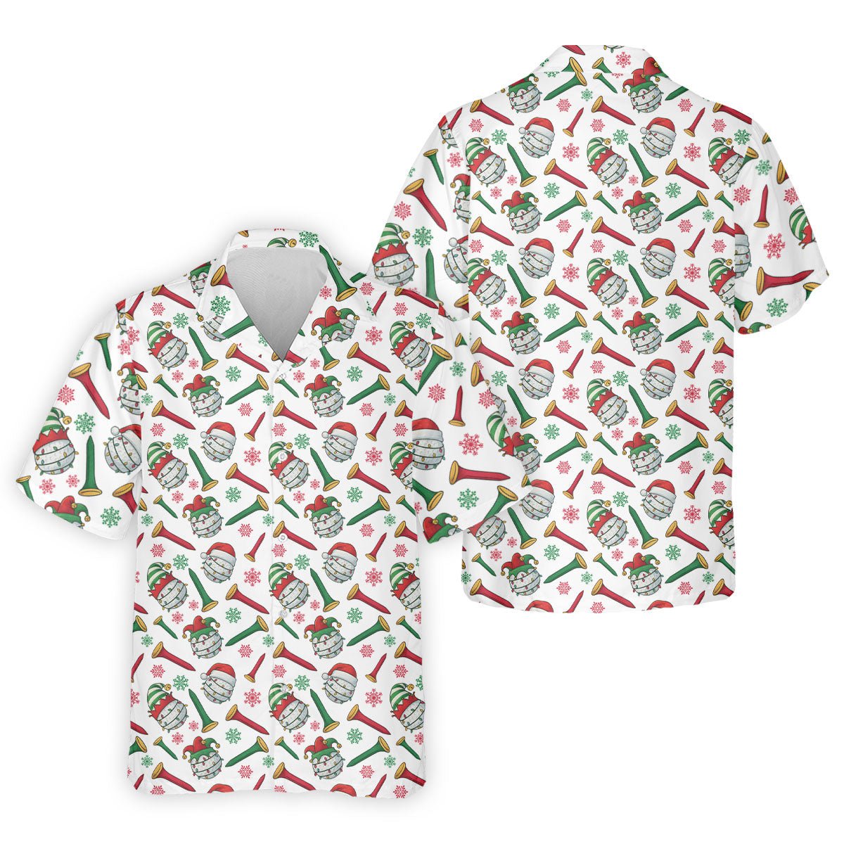 Funny Golf Ball Christmas Golf Shirt, Men's White Polo, Christmas Golf Gift, Golfing Apparel