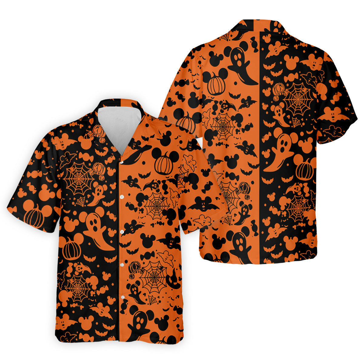 Cute Animated Ghost Black And Orange Halloween Golf Shirt, Fun Golf Shirts For Men, Polo ShirtFor Men