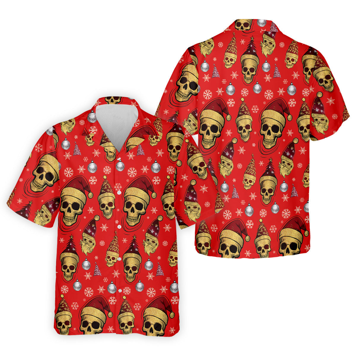 Vintage Skull Christmas Golf Shirt, Red Golf Shirt, Golf Shirts For Men, Cool Golf Gift, Golfing Apparel