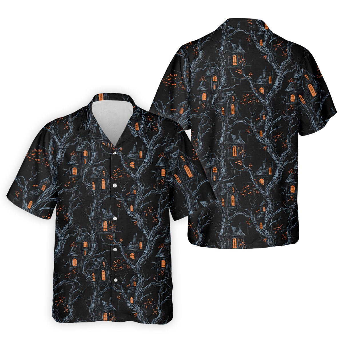 Haunted House Halloween Golf Tops For Men, Black Golf Polo ShirtGolfing Apparel, Polo For Men
