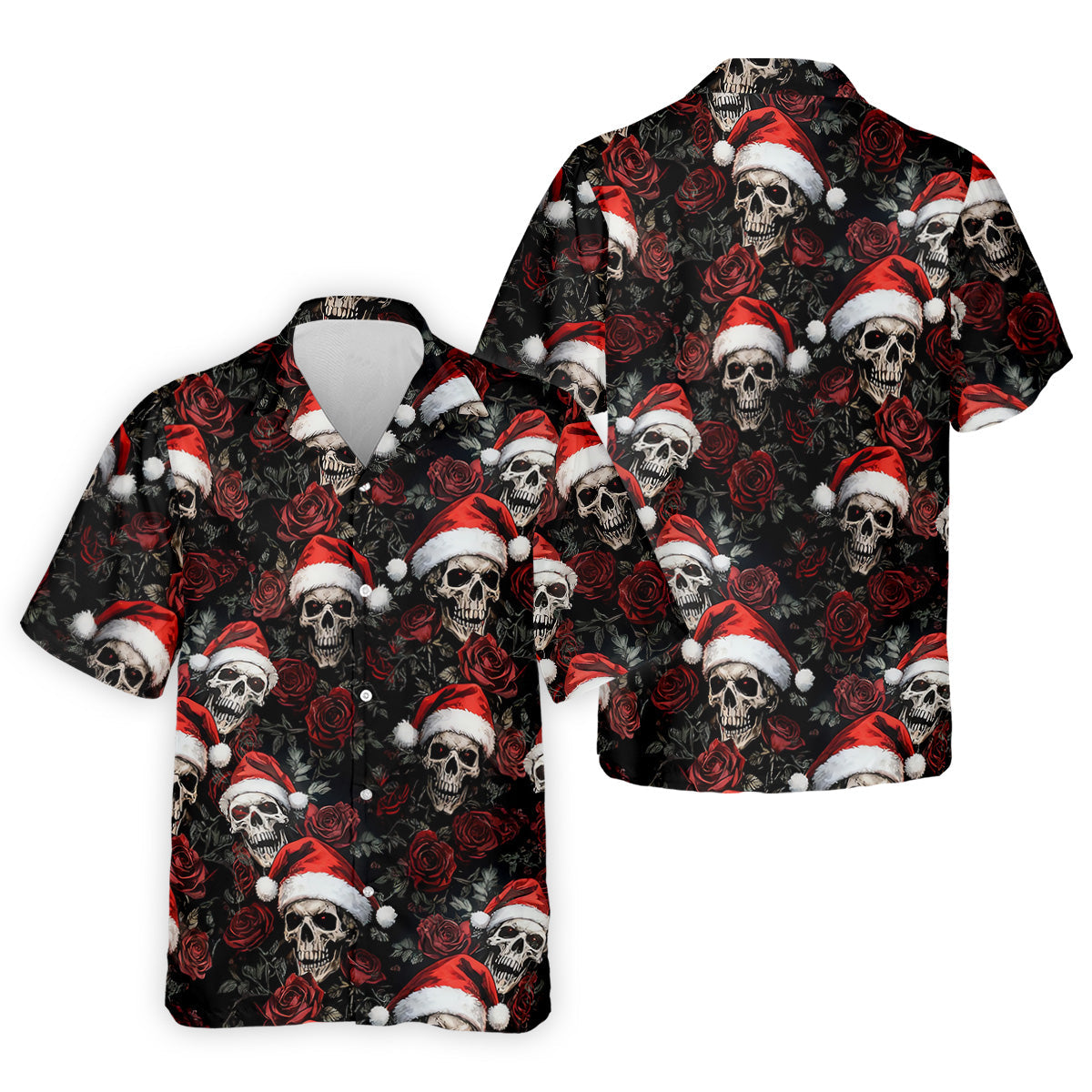 Vintage Skull And Roses Christmas Golf Shirt, Cool Golf Outfit, Polo Shirtor Men, Golf Shirts For Men