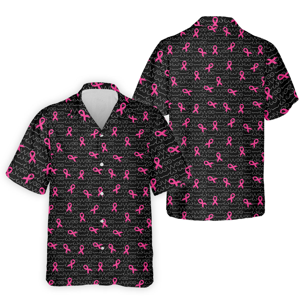 Black Golf Polo with Pink Ribbon, Men's Golf Polo ShirtBreast Cancer Awareness Shirt, Funny Golf Shirt