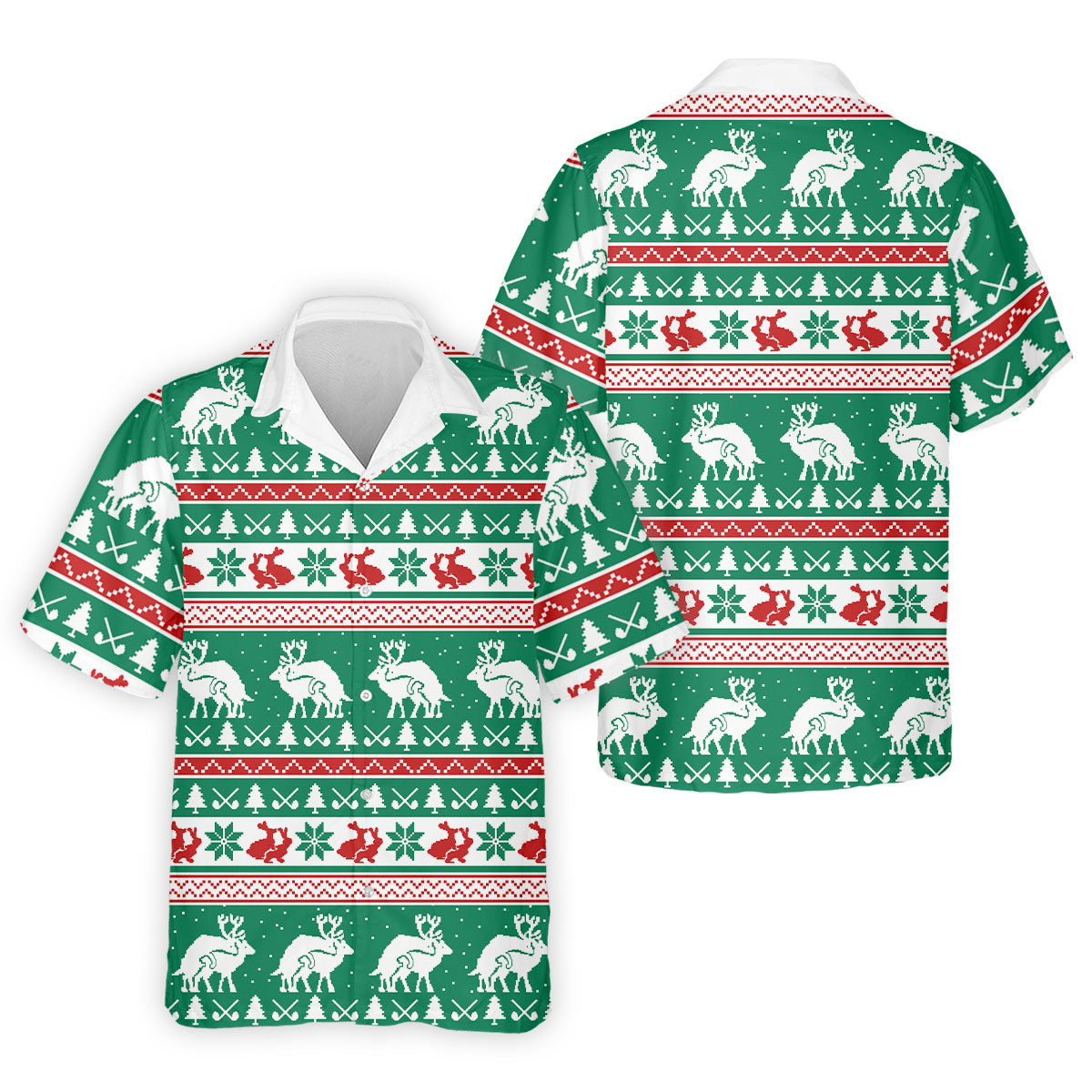 Christmas Festive Reindeer Snowflakes Christmas Golf Shirt, Golf Gift For Men, Golf Shirts For Men