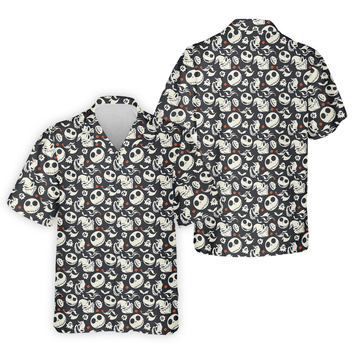 Nightmare Skull Golf Tops For Men, Horror Pattern Polo ShirtFor Men, Halloween Golf Shirt