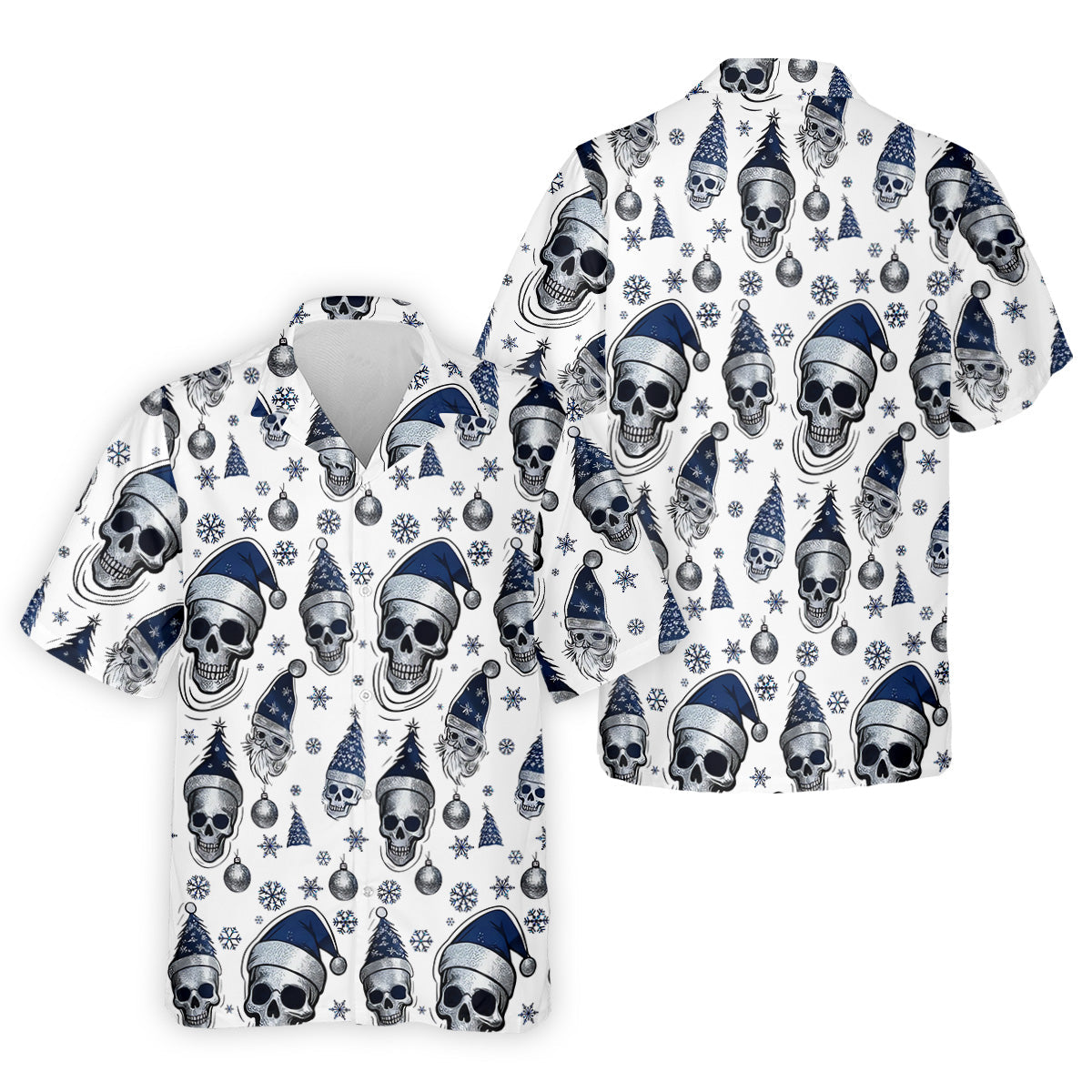 Vintage Skull Christmas Golf Shirt, White Polo Shirt, Cool Golf Gift, Golf Shirts For Men