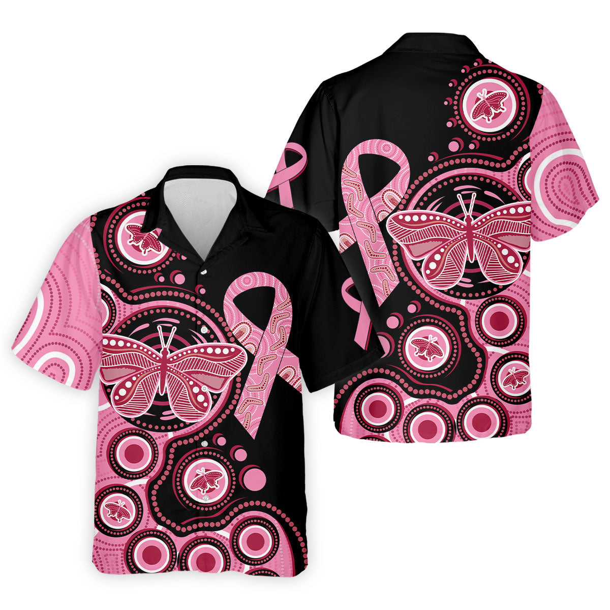 Breast Cancer Pink Butterfly Golf Tops For Men, Cancer Awareness Shirt, Polo ShirtFor Men