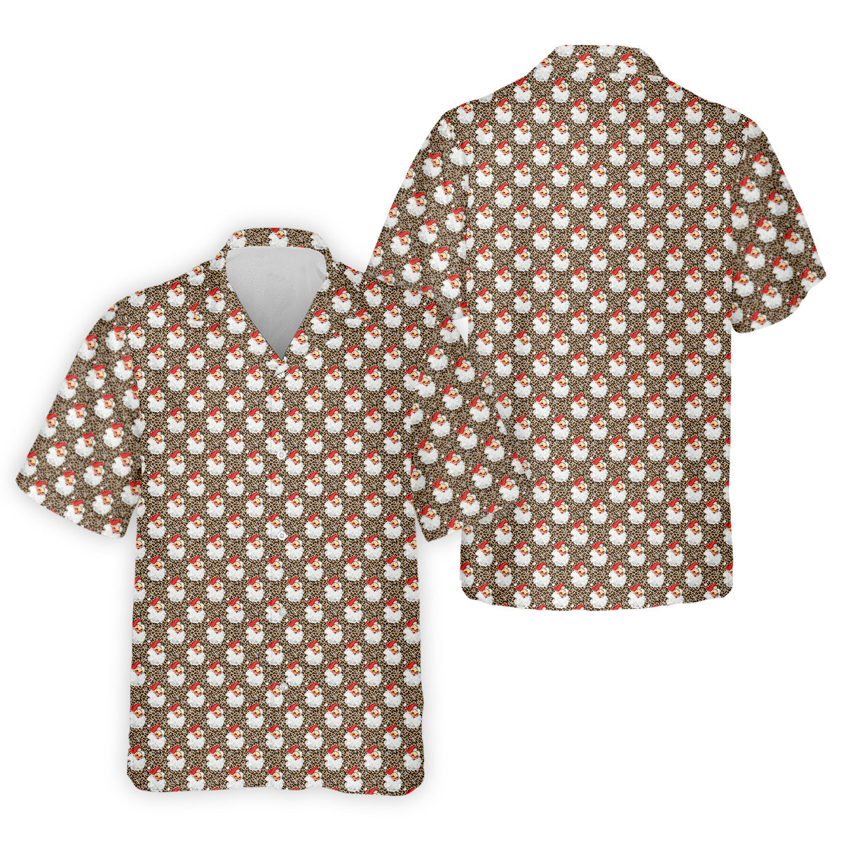 Leopard Santa Xmas Golf Shirt, Golf Tops For Men, Retro Golf Shirt, Christmas Golf Shirt, Golf Gift For Men