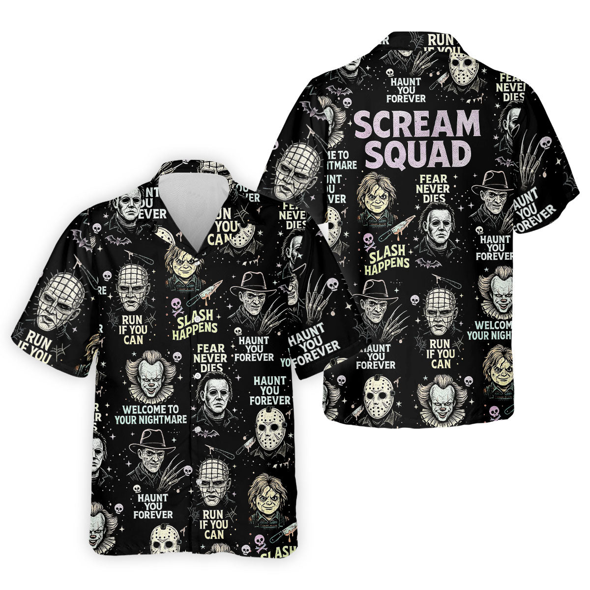 Scream Squad Horror Halloween Character Halloween Polo Shirt Horror Movie Shirt, Men's Golf Polo