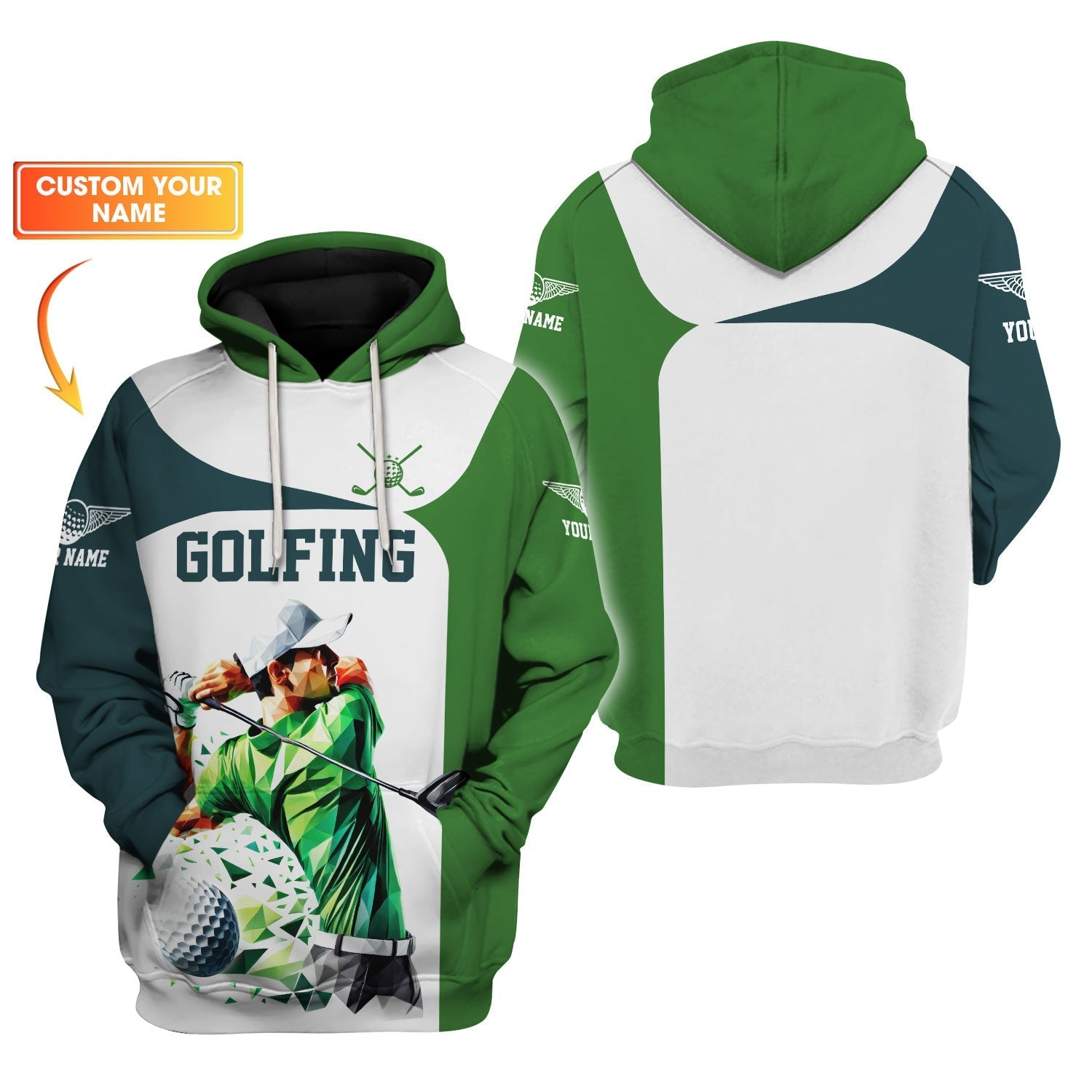 Low-Poly Golf Man, Custom Golfing Men's Golf Polo ShirtGolf Apparel, Mens Golf Gift