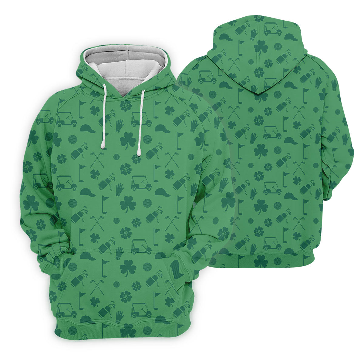 Dark Green Golf Items Seamless Pattern St. Patrick’s Day Shamrock Golf Shirt, Women's Golf Tops, Ladies Golf Polos