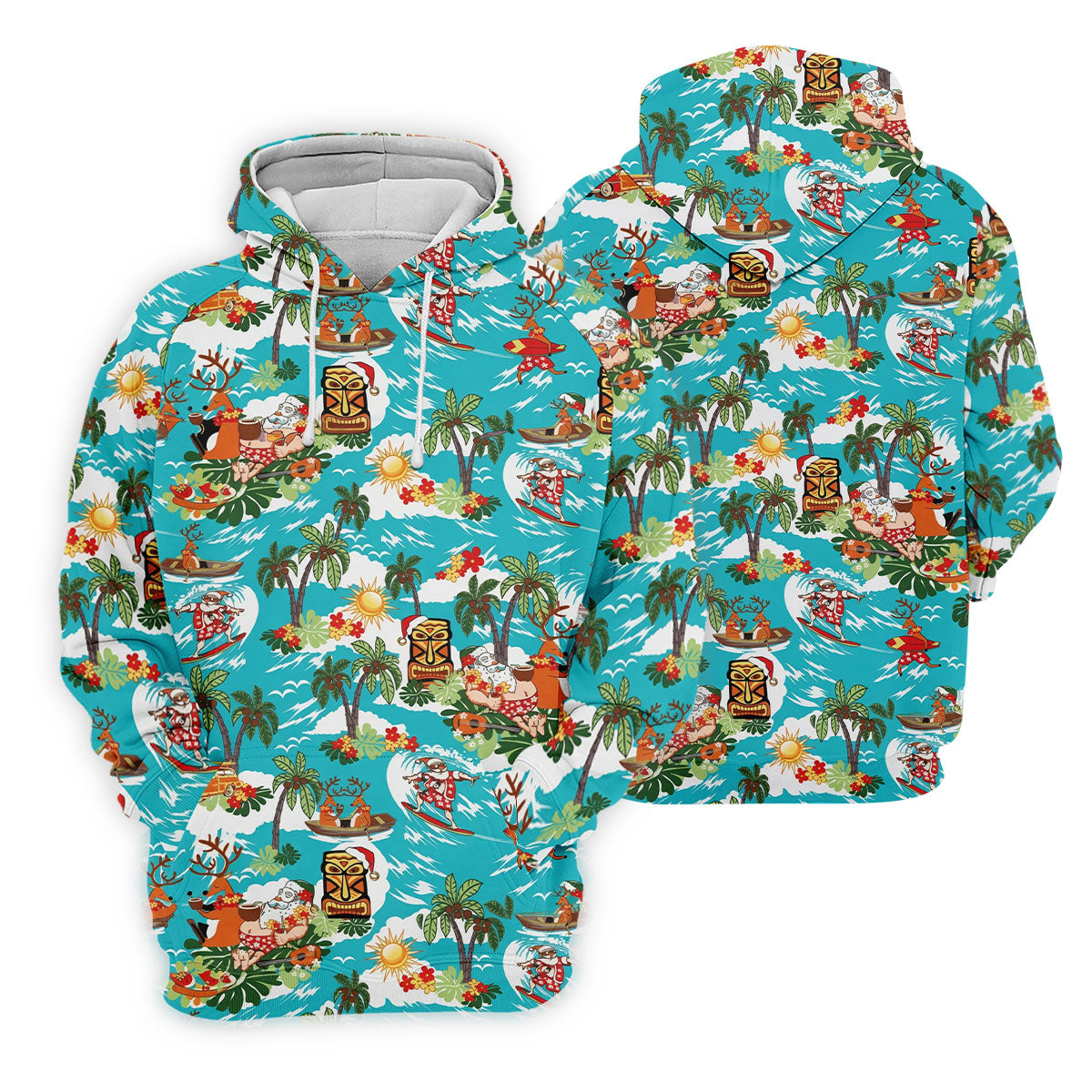 Women's Funny Surfing Santa Hawaiian Golf Shirt, Christmas Golf Shirt, Women’s Golf Polo