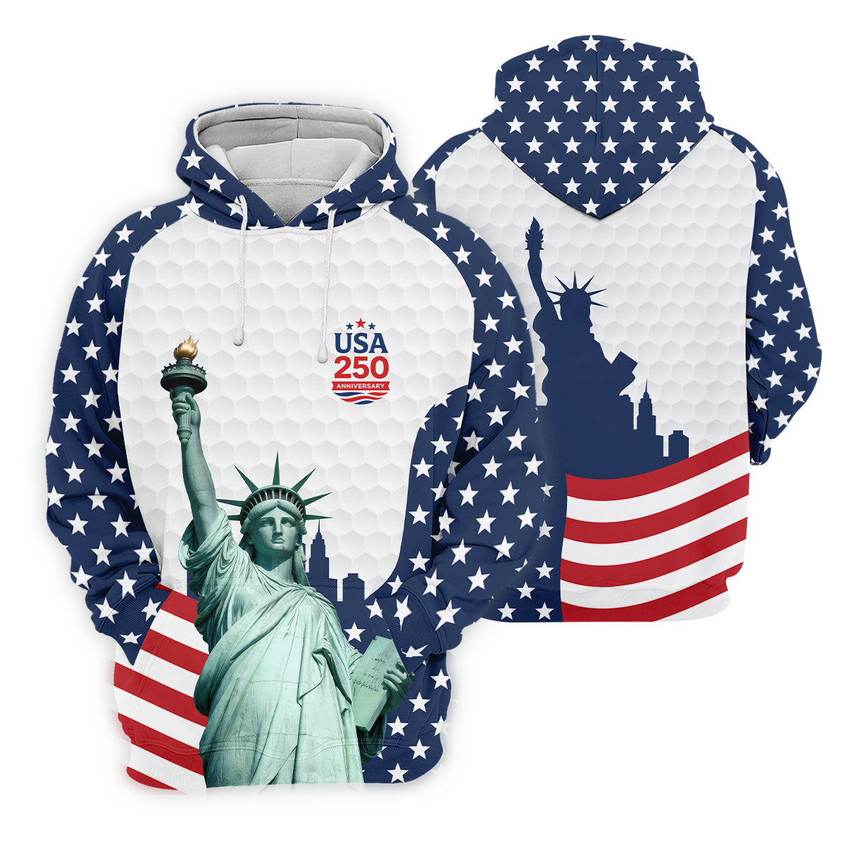 USA 250 Anniversary Statue Of Liberty White Golf Shirt, Patriotic Golf Shirt, 4th Of July Women's Golf Tops