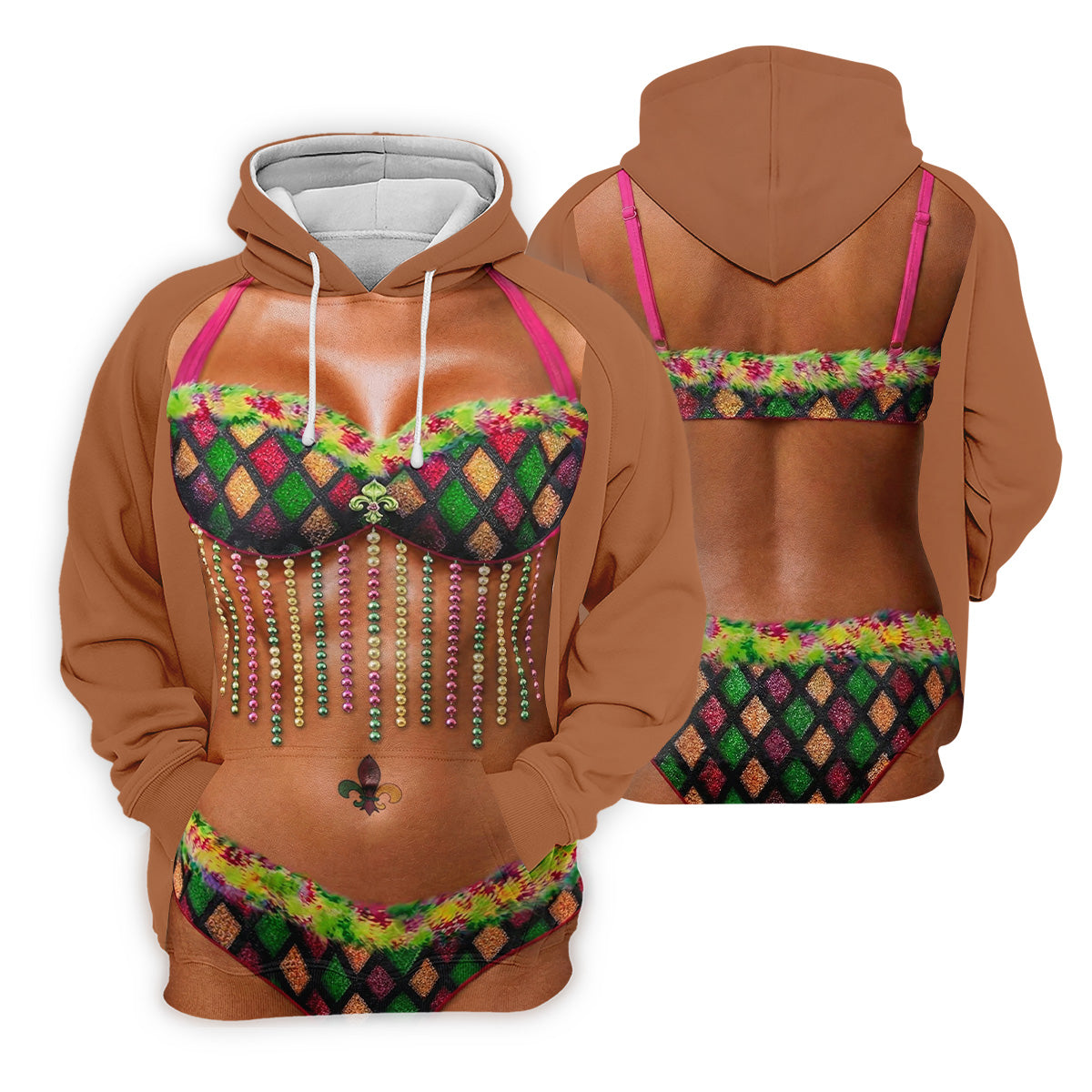 Muscle Body Funny Print Mardi Gras Golf Shirt, Fun Women's Golf Shirts, Women's Golf Tops, Ladies Golf Polos
