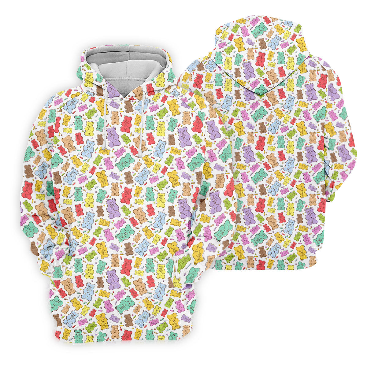 Gummy Bear Golf Shirt, Colorful Candy Pattern Men's Golf Polo, Polo Shirts For Men