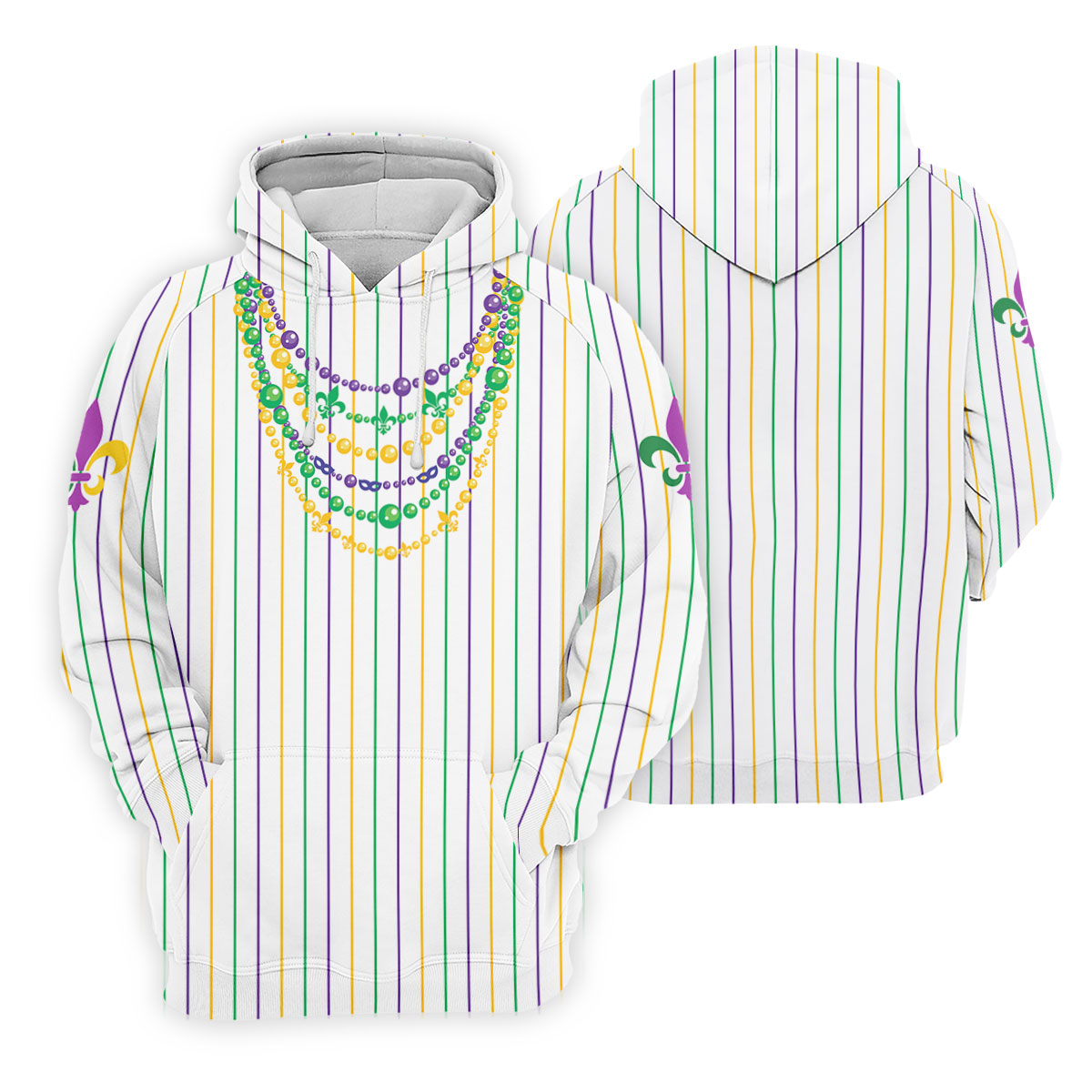Mardi Gras Beads Necklaces Print White Golf Shirt, Golf Tops For Men, Polo ShirtFor Men, Golf Shirts For Men