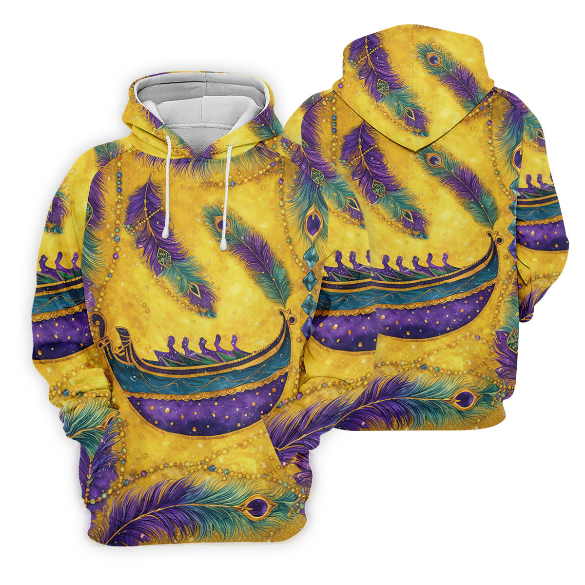 Mardi Gras Day Gradient Art Feather Print Retro Men's Golf Polo Shirt Golf Shirts For Men