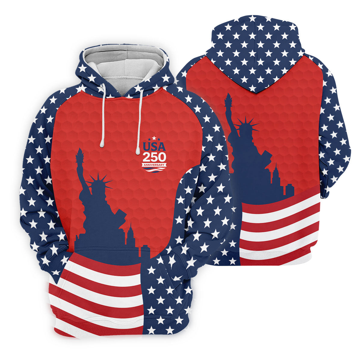 USA 250 Anniversary Statue Of Liberty Red Golf Shirt, Patriotic Golf Shirt, 4th Of July Golf Shirts For Men