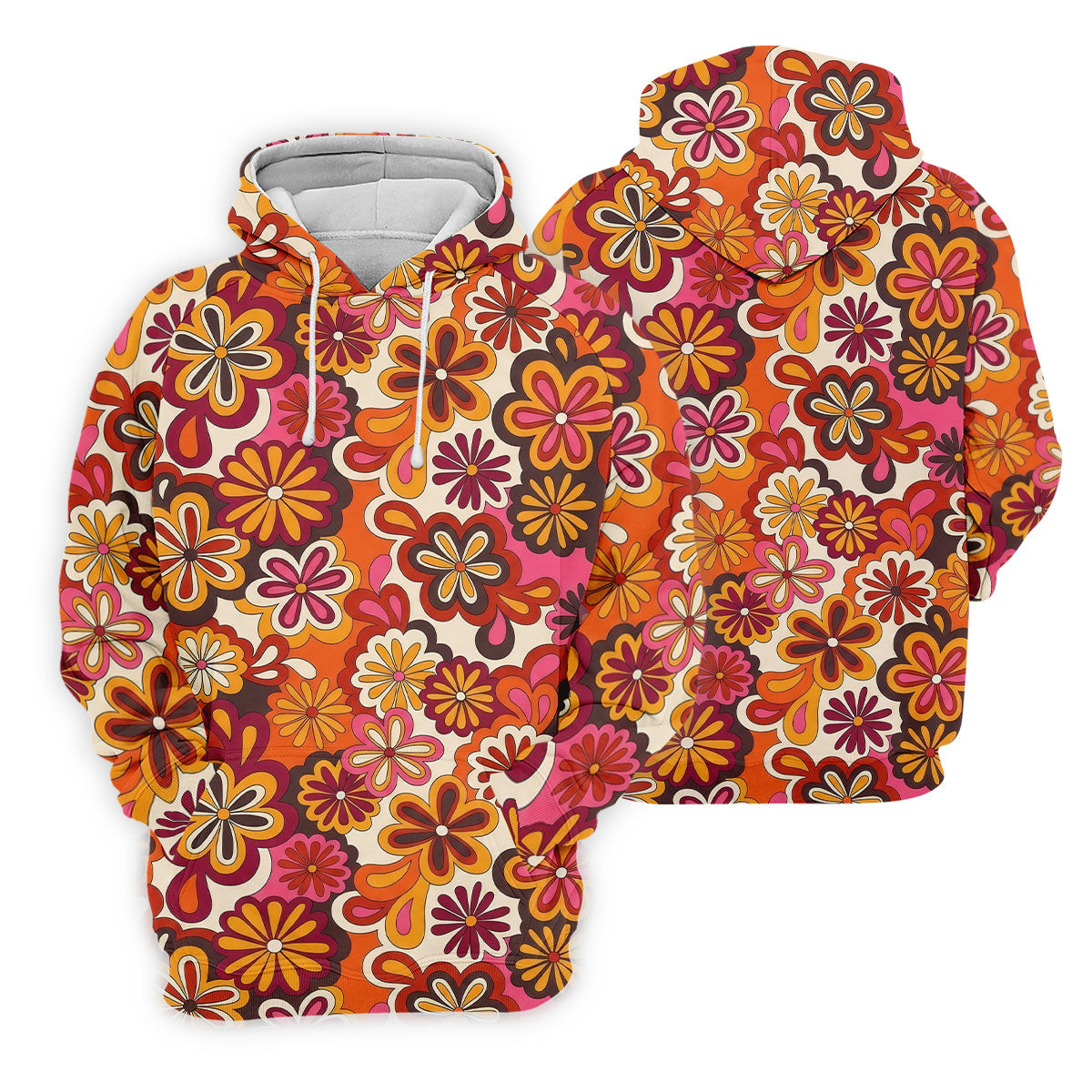 Retro Floral Pattern 70s Color Ladies Golf Tops, Retro Golf Shirt, Women's Golf Tops, Ladies Golf Shirt