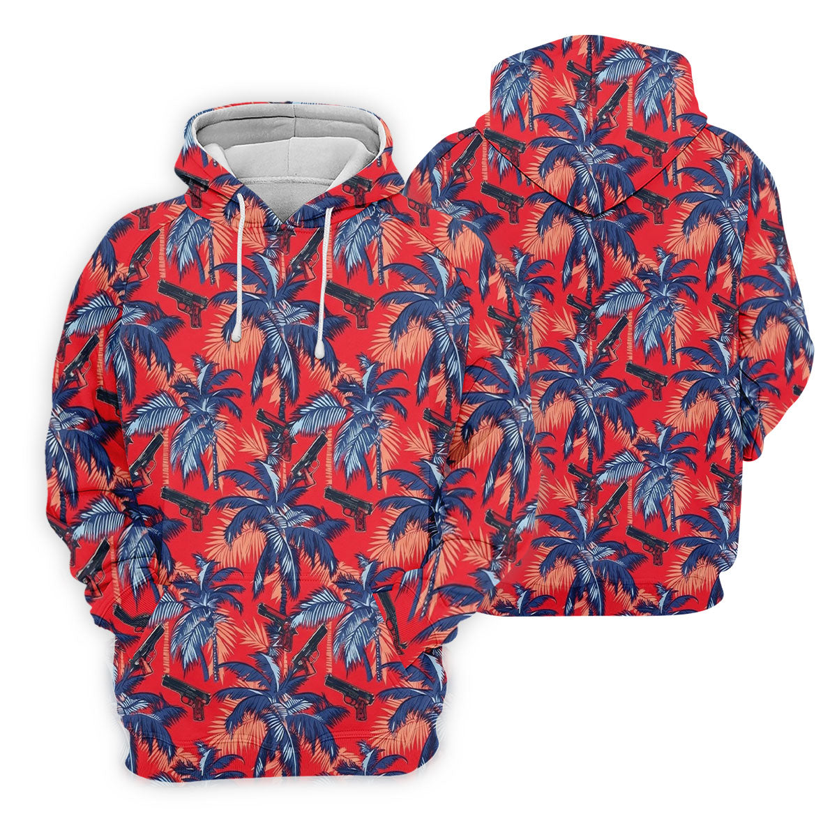 Hawaiian Palm Tree Military Theme Red Golf Shirt, Golf Shirts For Men, Polo ShirtFor Men